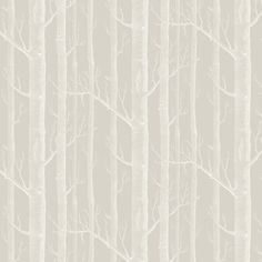 a beige and white wallpaper with trees in the background