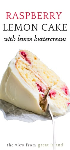 the cover of raspberry lemon cake with lemon buttercream