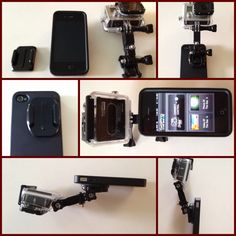 multiple shots of various cameras and accessories attached to cell phones