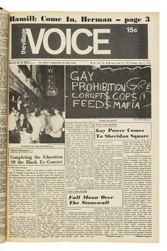 the front page of an old newspaper with news clippings about gay rights in america