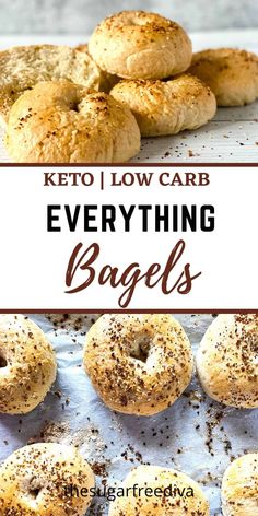 bagels with the words keto low carb everything bagels on top and bottom