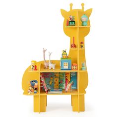 Create an adorable reading corner for young readers with this giraffe kids bookshelf!!! It not only serves as a bookcase for kids to store their favorite books, but also functions well as a display stand for toddlers to show their treasures. It can be widely used in the kid’s room, play room, nursery, or kindergarten. The wooden bookcase has 4 tiers open shelves to satisfy kid’s daily storage needs. In addition, 51 inches child-friendly height enables your child to reach for their books and toys Montessori Toy Shelf, Toy Storage Organizer, Open Storage Shelves, Kids Bookshelf, Toy Shelves, Toy Storage Organization, Kid Toy Storage, Wooden Bookcase, Kids Bookcase