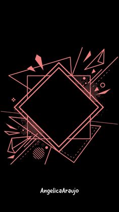 an abstract background with pink lines and shapes on black paper in the shape of rectangles