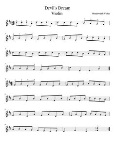 devil's dream violin sheet music for the guitar and piano player, with notes