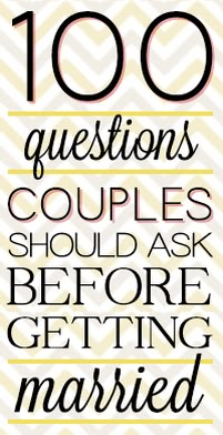 a poster with the words 100 questions couples should ask before getting married