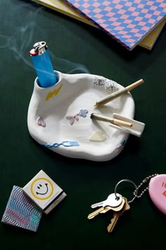 Charmed Multi-Functional Ashtray Fun Crafts For College Students, Cool Ashtray Ideas, Crafts To Do With Friends Adults, Air Dry Clay Ideas Ashtray, Cute Ash Tray, Clay Ideas Ashtray, Air Clay Ashtray Ideas, Ashtray Ideas Clay, Pottery Ash Tray