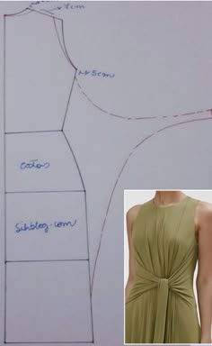 a woman's dress is shown with instructions for how to tie the neckline