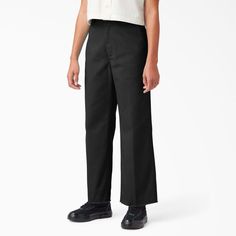 Women's Twill Cropped Pants - Dickies US, Rinsed Green Moss 14 Full Length Cargo Pants For Work, Relaxed Fit Dress Pants With Side Pockets For Workwear, Cotton Full-length Cargo Pants For Work, Classic Streetwear Trousers, Classic Cargo Pants With Welt Pockets For Streetwear, Full-length Cotton Workwear Bottoms, Classic Straight Leg Streetwear Pants, Full-length Cargo Pants For Workwear In Spring, Classic Streetwear Pants With Pockets