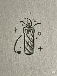 a drawing of a birthday cake with candles on it