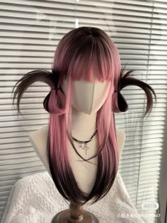 Sharp Hairstyles, Harajuku Wigs, Harajuku Hair, Hairstyle Cute, Highlights Ombre, Black Highlights, Fringe Bangs, Dyed Hair Inspiration