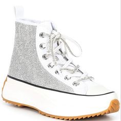 Decorating Sneakers, High Top Sneakers Outfit, Rhinestone Converse, Ball Outfit, Sneaker Ball, Eras Tour Outfit Ideas, Converse Platform, Wedge Heel Sneakers, Fashion Shoes Boots