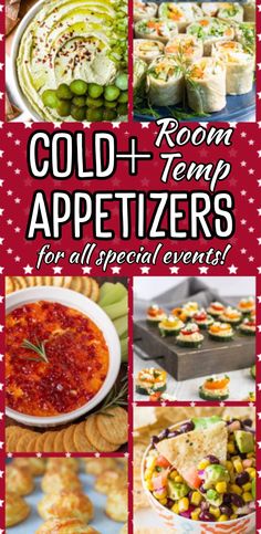 These simple appetizers are the perfect cold party food that can also be served at room temperature. Make ahead easy, travel well (if you need portable easy shareable snacks for party potlucks) and many have few ingredients. There are elegant appetizers to impress and lots of recipes for a crowd! Food Ideas For Work Parties, Party Bus Appetizers, Easy Office Appetizers, Easy Cheap Side Dishes Parties, Easy Sides For Christmas Party, Sharables Appetizers, Easy Make Ahead Party Food For A Crowd, Holiday Party Appetizers Make Ahead, Appetizers For Xmas Party