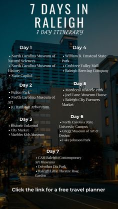 the 7 days in raleigh info sheet