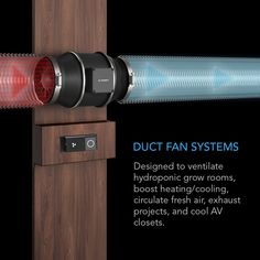 the duct fan system is designed to quickly ventilate heat / cooling rooms, circulate fresh air, cool closets and exhaust times and odors