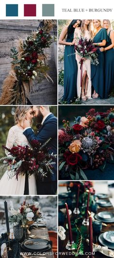 a collage of different wedding colors and details