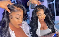 How To Install A Lace Front Wig For Beginners Wig For Beginners, Wig Sale, Side Parting, Hair Stores, Colored Wigs, Body Wave Wig, Low Ponytail, Hair Sale, Middle Part