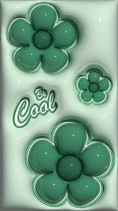 some green and white items are in the shape of clovers with coca - cola logo on them