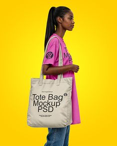 Black Woman Holding Tote Bag Mockup