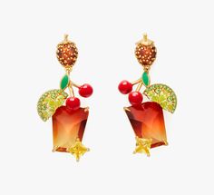 We took inspiration from our favorite things to design these precious cocktail drop earrings. | Kate Spade Sweet Treasures Drop Earrings Spade Earrings, Festival Shop, Workout Plan For Women, Hot Bags, Jewellery Inspiration, Kate Spade Earrings, Work Inspiration, Dream Nails, Accessories Jewelry Earrings