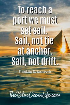 the quote to reach a port we must set sail, not tie at anchor, not drift