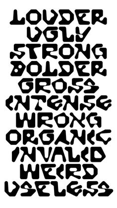 the letters are black and white in different font styles, including one for each letter