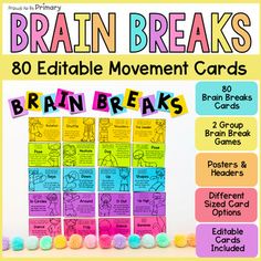 the brain breaks game is shown with instructions for each individual's abilities to use