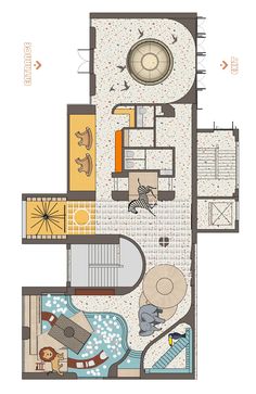 the floor plan for a house with an outdoor swimming pool and hot tub in it