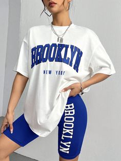 Biker Shorts Pack/Workout Sets/Shorts Set Royal Blue Casual    Letter  Slight Stretch Summer Women Clothing, size features are:Bust: ,Length: ,Sleeve Length: Pack Workout, Y2k Summer Outfits, Collared Sweatshirt, Casual Hairstyles, Workout Sets, Shorts Casual, Cycling Shorts, Casual Summer Outfits, Biker Shorts