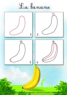 how to draw a banana in four easy steps step by step drawing lesson for kids