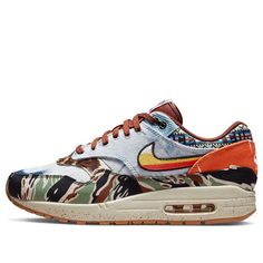 The Nike Concepts x Air Max 1 SP 'Heavy' is a stylish sneaker that pays homage to the classic 1967 album 'Summer of Love'. The multi-color upper features a denim fabric and a unique paisley print, while the midsole is adorned with a splatter paint pattern inspired by the music festivals of the time. The rubber sole provides excellent cushioning and traction for a variety of activities. This sneaker is perfect for those who want to express their individual style and explore new things. The Nike Concepts x Air Max 1 SP 'Heavy' is set to release on 2022-03-11. (SNKR/Retro/Light/Unisex/Low Top/Crossover/Camouflage) Retro Light, Splatter Paint, Retro Lighting, Music Festivals, Air Max 1, New Things, Summer Of Love, Painting Patterns, Individual Style