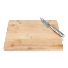 a wooden cutting board with a knife on it