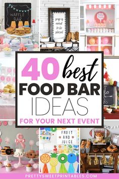 food bar ideas Food Bar Ideas For Birthday Party, 40th Birthday Party Foods, Food Items For Birthday Party, Party Food For 50th Birthday, Snack Bar For Birthday Party, Make Your Own Party Food Bar Ideas, 1st Birthday Party Menu Ideas, Birthday Snack Ideas For Adults, Social Party Ideas