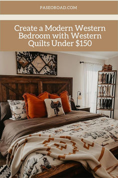 Modern BedroomDesign  + Western Quilts Under $150 Western Bedding Sets Rustic, Modern Western Bedroom, Turquoise Throw Pillows, Western Quilts, Western Interior, Rustic Quilts, Western Bedding, Western Bedroom, Reversible Bedding