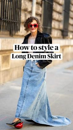 Long Denim Skirt Outfit Winter, Denim Skirt Street Style, Denim Skirt Outfit Winter, Skirt For Fall, Clothing Wardrobe, Latest Fashion Trend, Best Winter Outfits