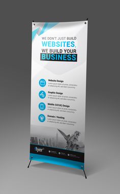 a roll up banner with the words web sites, we build your business