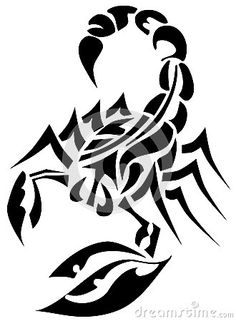 a black and white scorpion tattoo design on a white background royalty illustration, graphic art, silhouette