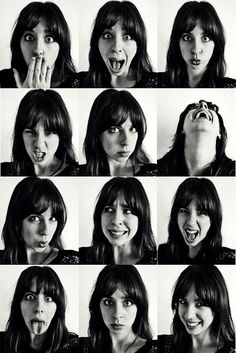 many different pictures of a woman making funny faces