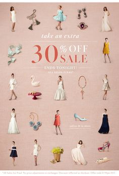 an advertisement for the sale of women's dresses and accessories in white, blue, pink