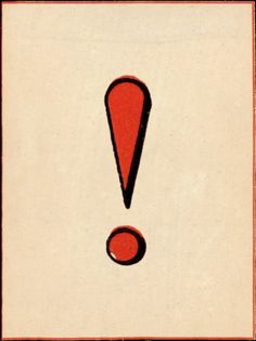 an image of a red and white sign that is in the shape of a exclamation