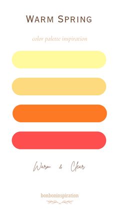 a poster with the words warm spring in different colors and font, including an orange, yellow