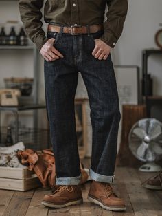 Bootcut Jeans Outfit, Denim Retro, Mens Rugged, Japanese Selvedge Denim, Selvedge Denim Jeans, Time After Time, Deep Indigo, Straight Cut Jeans, Rugged Look