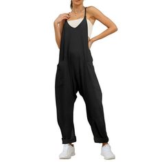 Fantaslook Jumpsuits for Women Casual Loose Rompers Sleeveless Spaghetti Strap Overalls Jumpers Harem Long Pants with Pockets Woman jumpsuits is designed to provide a relaxed yet chic look, perfect for any occasion. Loose halara rompers for women, baggy overalls, v neck design, spaghetti strap jumpsuits, sleeveless rompers, casual overalls outfits, halara pants with pockets, summer vacation outfits for women, maternity clothes, one piece jumpsuits for women, loose fit ensures comfort, The spaghe Jumpsuits For Women Casual, Overalls Outfits, Summer Onesies, Baggy Overalls, Long Overalls, Loose Romper, Rompers Dressy, Casual Rompers, Pants With Pockets