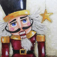 a painting of a nutcracker wearing a top hat and holding a star in his hand