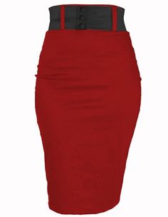 Steady Red Strut Skirt with Black Belt Rockabilly Clothes, Pinup Skirt, High Waist Pencil Skirt, 50's Fashion, Secret Closet, Pencil Skirt Outfits, Skirt With Belt, Rockabilly Style, Rock Steady