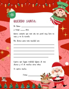 a christmas letter with santa and reindeers on it