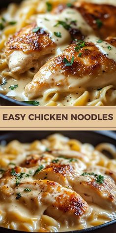 Enjoy a quick and flavorful One-Pan Chicken with Buttered Noodles recipe that combines simplicity and taste. This pin features text and images showcasing this inviting dish. Chicken With Homemade Noodles, Noodles Recipes With Chicken, Chicken Noodle Bake Easy, Chicken Tenderloin And Noodle Recipes, Cheesy Chicken Noodle Casserole Recipes, Chicken N Noodles Recipe, Recipes With Noodles And Chicken, Healthy Chicken And Noodles, Noodle Meals Easy