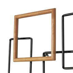 two metal and wood frames are shown against a white background, one has a square frame in the middle