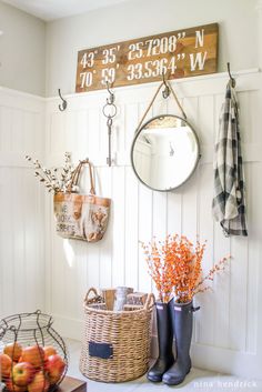 the entryway is clean and ready to be used as a storage area for apples