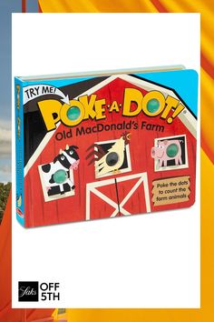 an old mcdonald's farm card game is shown in front of a white background