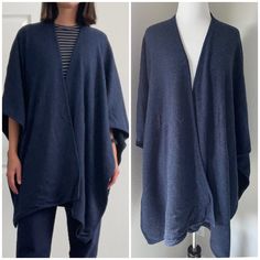 80% Wool, 20% Cashmere Converts To Multiple Ways Of Wear Including Draped Over Shoulder, As A Scarf, Shawl, Or Even As A Blanket Navy Blue / Black - Tag Can Be Cut Off For Reversible Use One Tiny Hole Near Left Shoulder, Not Noticeable When Worn Light Pilling Towards Bottom Navy Blanket, Cashmere Shawl, Shrug Sweater, A Blanket, Scarf Shawl, Cashmere Sweaters, Cut Off, Convertible, Shawl